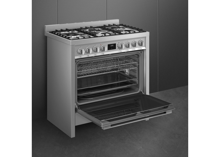 Smeg B95GMCX2 Opera 90cm fornuis 5 gasbranders oven inox