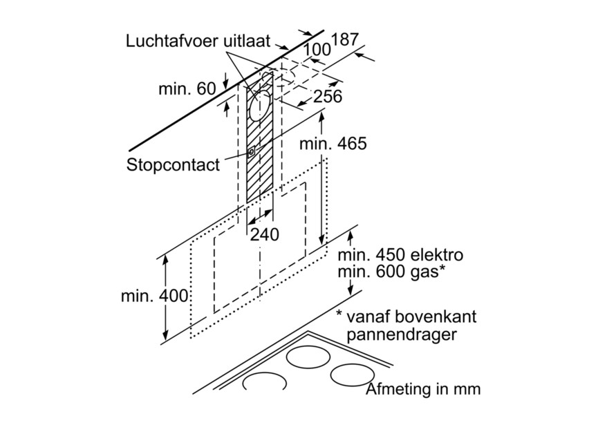 Siemens LC87KHM60 Headfree wanddampkap afvoer + recirculatie