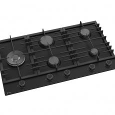 Wiggo WH-G934RR(B) 90 cm luxe inbouwkookplaat met wok zwart