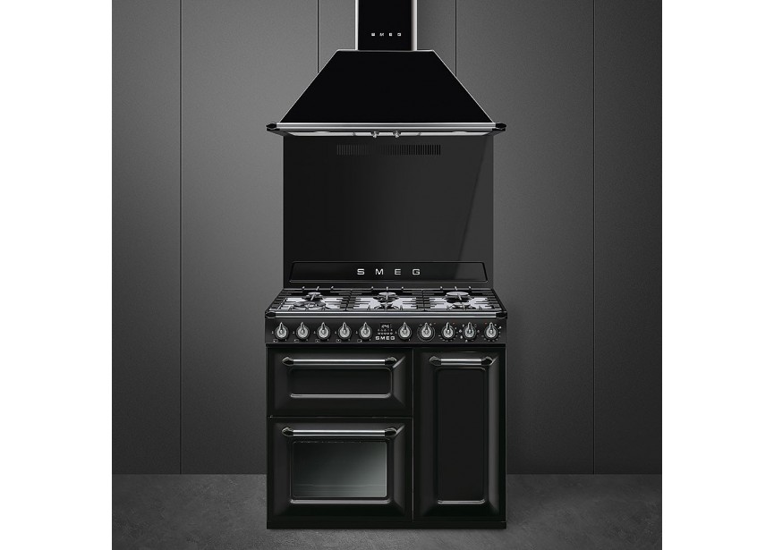 Smeg TR93BL 90cm A+ gasfornuis multi-oven grilloven Zwart