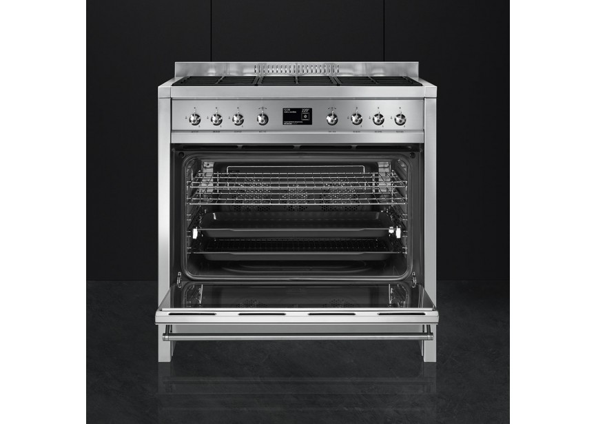 Smeg A1-9 90 cm A gasfornuis multifunctionele oven Inox
