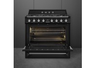 Smeg TR90BL2 90cm A+ gasfornuis multi oven opberglade Zwart