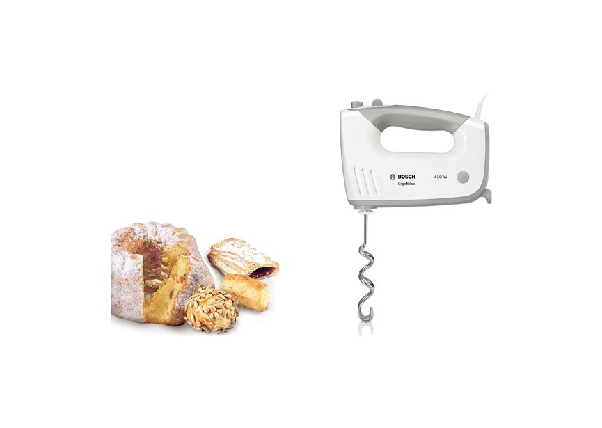 Bosch 450 Watt Ergo mixer set met inox staat en toebehoren