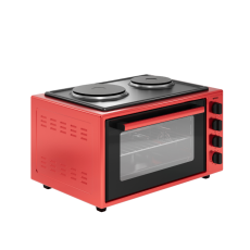 Wiggo WMO-E4562H(R) Vrijstaande Oven 45 L met kookplaat Rood
