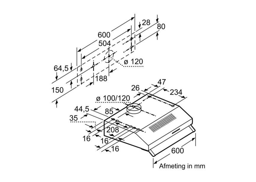 Siemens LU63LCC50 60 cm Inox onderbouw dampkap