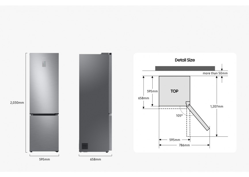 Samsung RB38C607AS9 EXTREEM Zuinig 203cm 387L Mat RVS Wifi