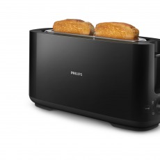 Philips broodrooster met lange sleuf en broodjeswarmer zwart