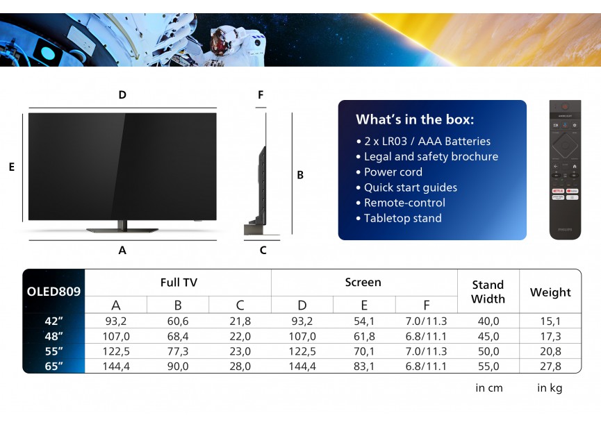 Philips 55OLED809/12 55 139cm Ambilight 4K UHD OLED TV 2024