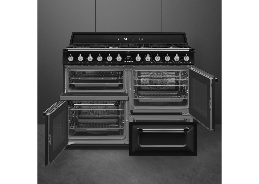 Smeg TR4110BL1 110 cm zwart Victoria gas fornuis