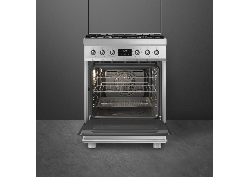 Smeg C6GMX2 inox 60 cm gas fornuis multifunctionele oven
