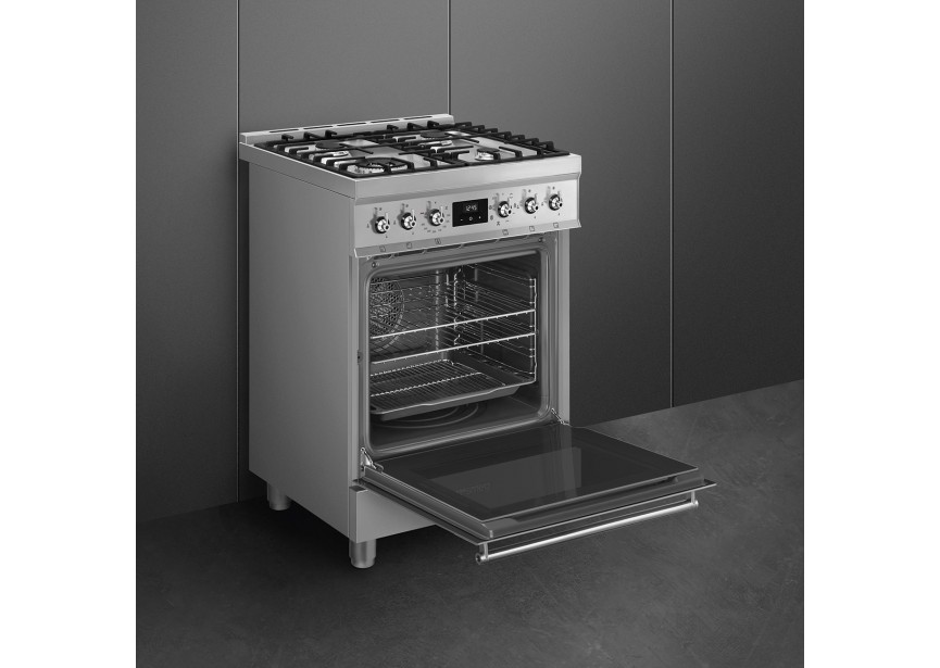 Smeg C6GMX2 inox 60 cm gas fornuis multifunctionele oven
