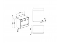 Smeg TR90IGR2 90cm A inductiefornuis oven opberglade Grijs