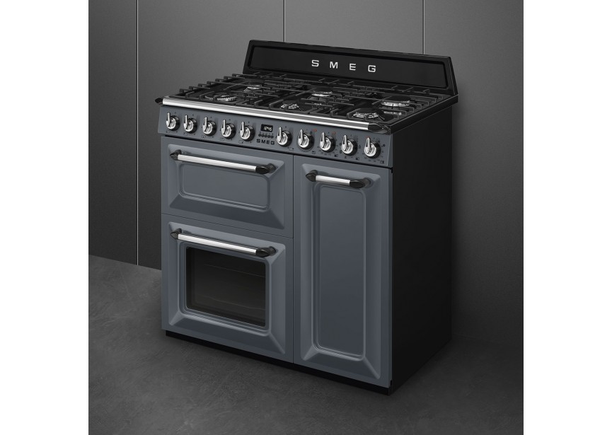 Smeg TR93GR 90cm A+ gasfornuis multi-oven grilloven Grijs