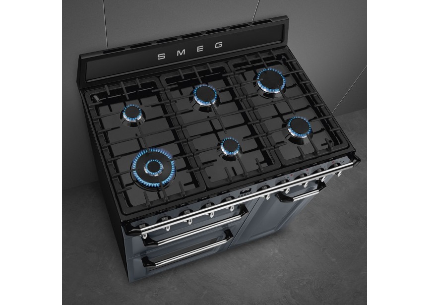 Smeg TR93GR 90cm A+ gasfornuis multi-oven grilloven Grijs