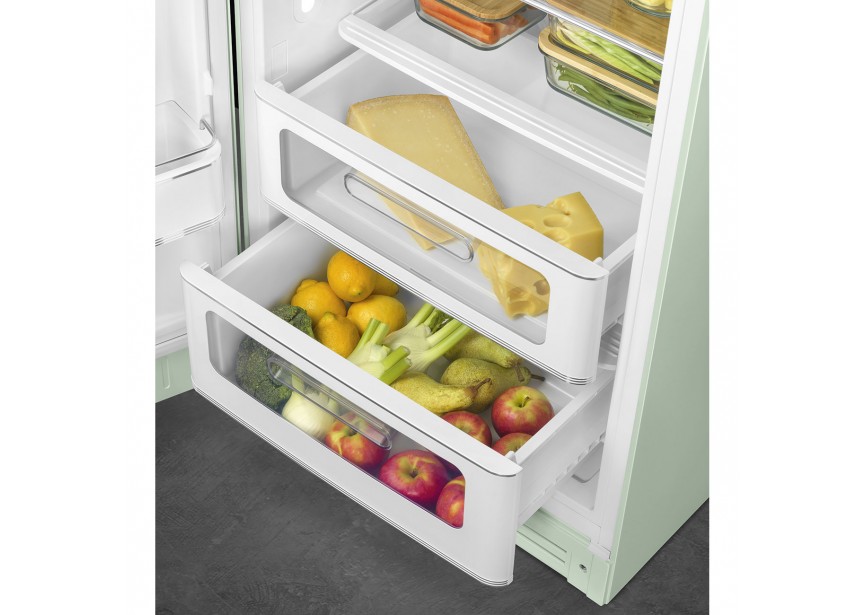 Smeg FAB28LPG5 153cm 270L Retro Lichtgroen koelkast vriesvak