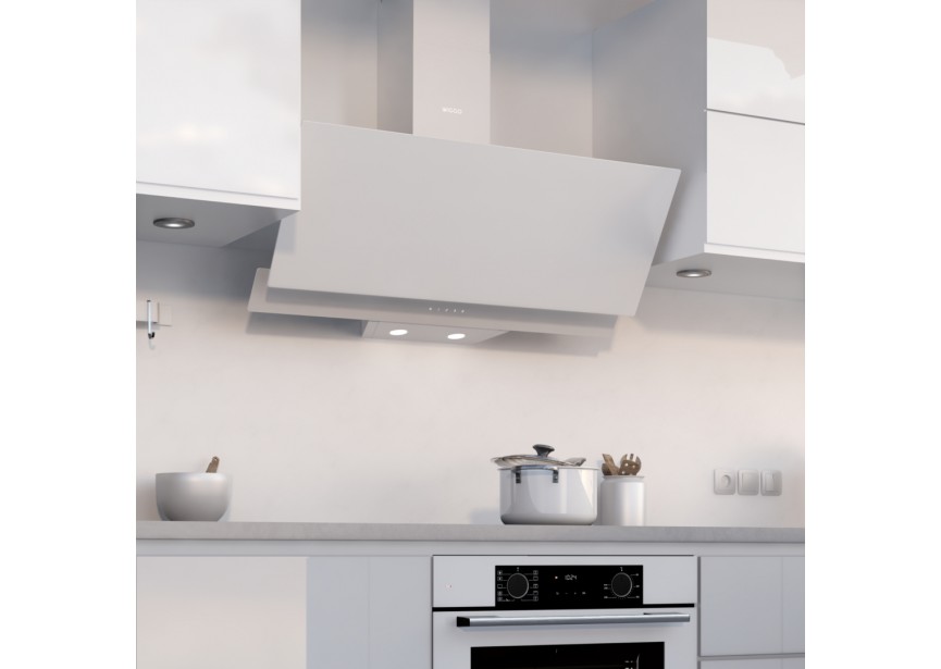 Wiggo WE-D932G(W) 90 cm Wit dubbel glas 600m³/h dampkap