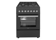 Wiggo WO-E606A(BB) mat zwart 60 cm LUXE gemengd fornuis