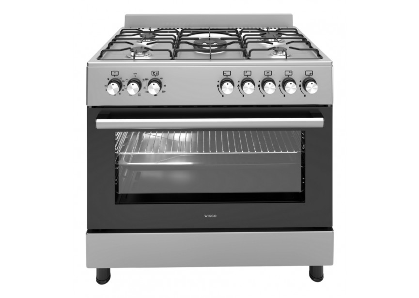 Wiggo WO-E906B(XX) 90cm Inox 6 serie gasfornuis 5 pits