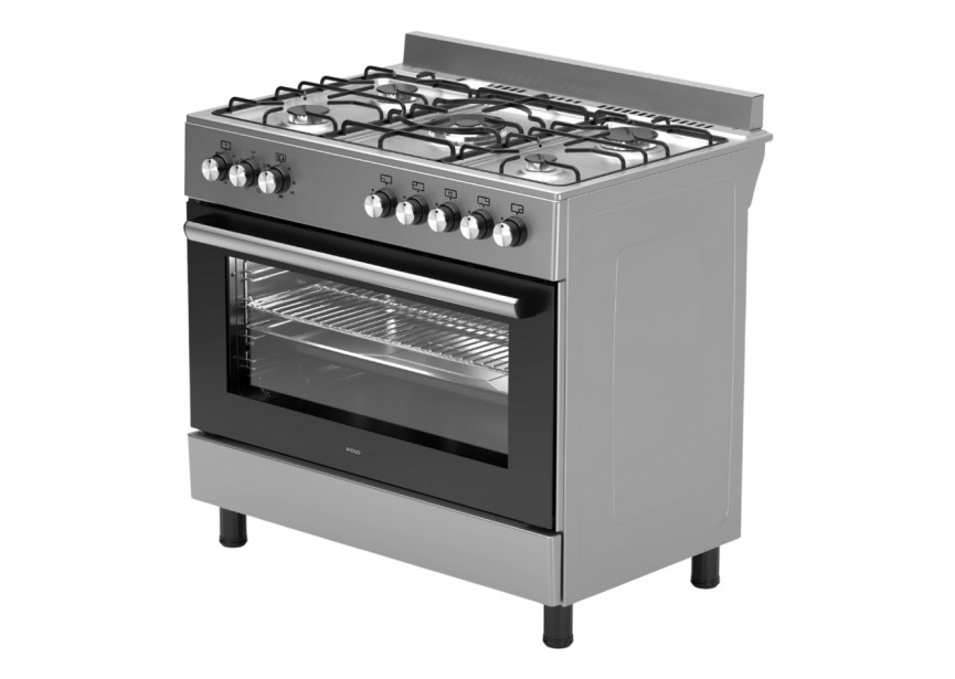 Wiggo WO-E906B(XX) 90cm Inox 6 serie gasfornuis 5 pits