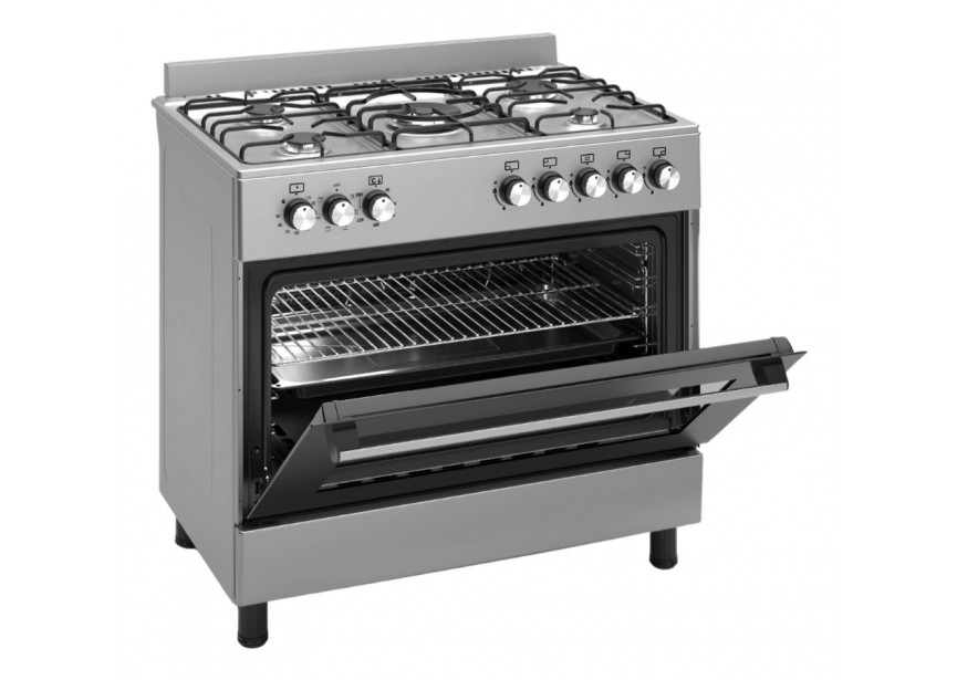 Wiggo WO-E906B(XX) 90cm Inox 6 serie gasfornuis 5 pits