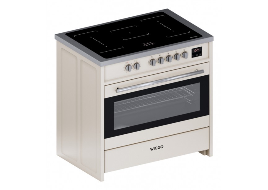 Wiggo WIO-E921A(CX) 90 cm Creme RVS Luxe Inductiefornuis