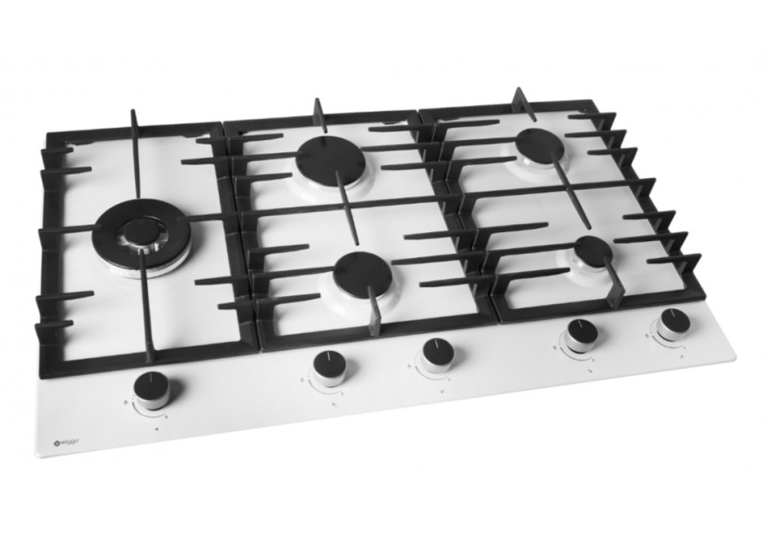 Wiggo WH-G935RR(W) 90 cm Wit inbouwkookplaat met wok