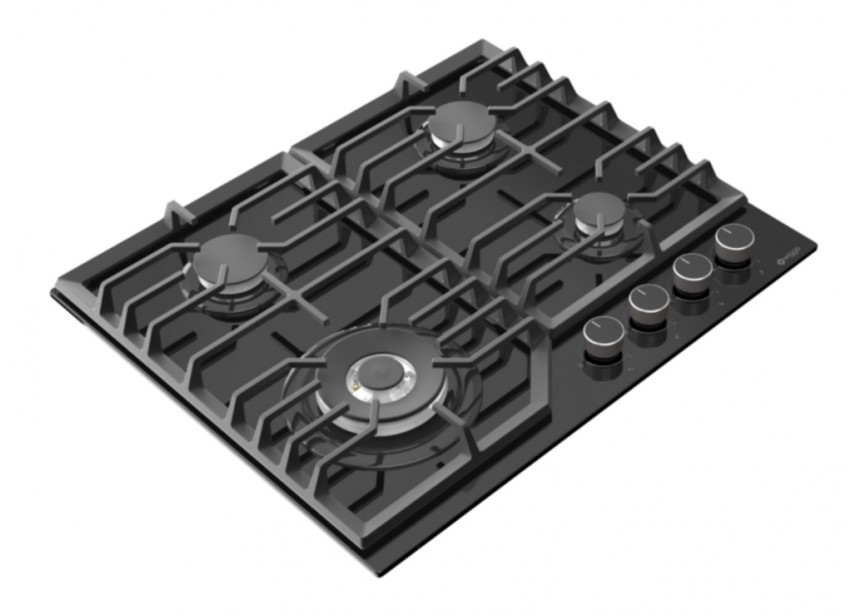 Wiggo WH-G634GL(B) gaskookplaat met wok 60 cm Glas Zwart