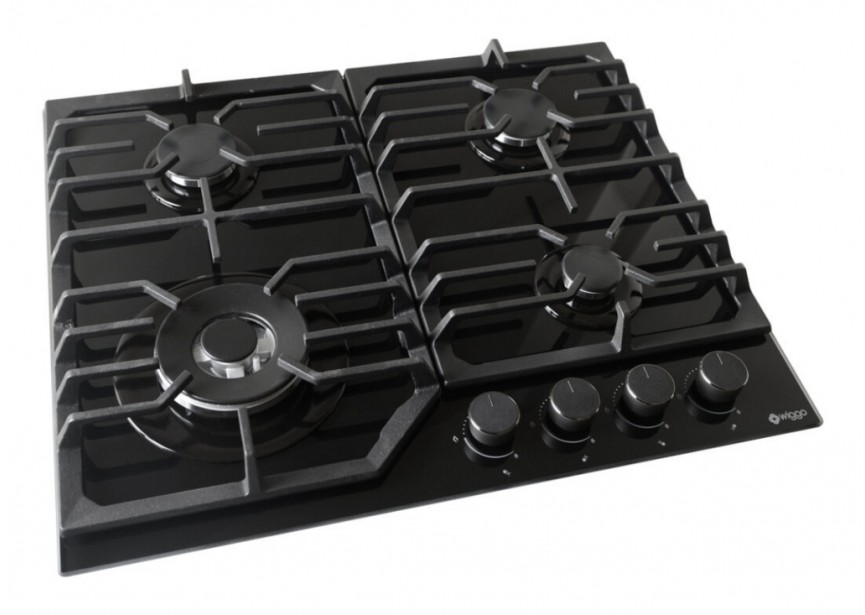 Wiggo WH-G634GL(B) gaskookplaat met wok 60 cm Glas Zwart