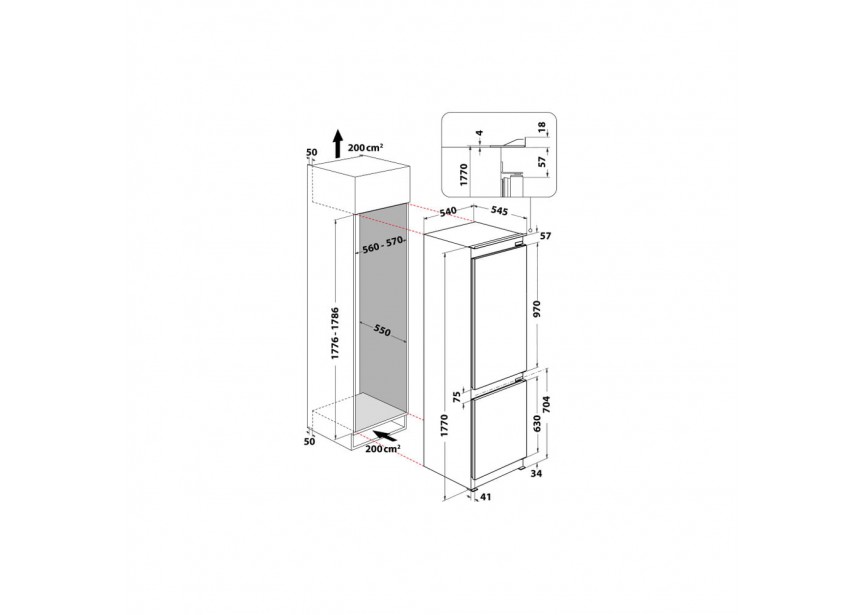 Whirlpool WHC18T323 177 cm 250 L Luxe NoFrost Koel-vrieskast