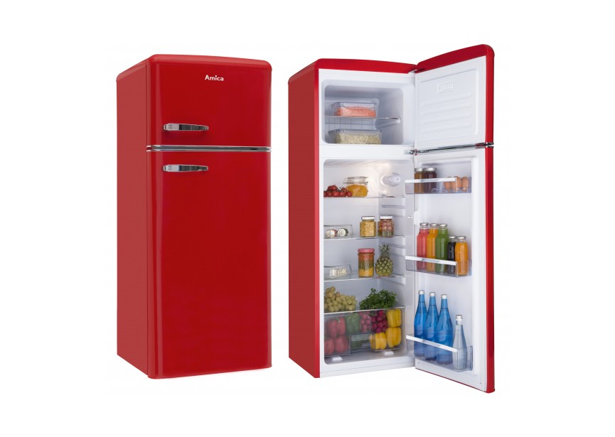 Amica AR7252R 167 cm Rode Retro Koelvries Combinatie