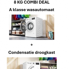 Combi-Deal Bosch 8 KG A klasse wasautomaat + 8 KG droogkast