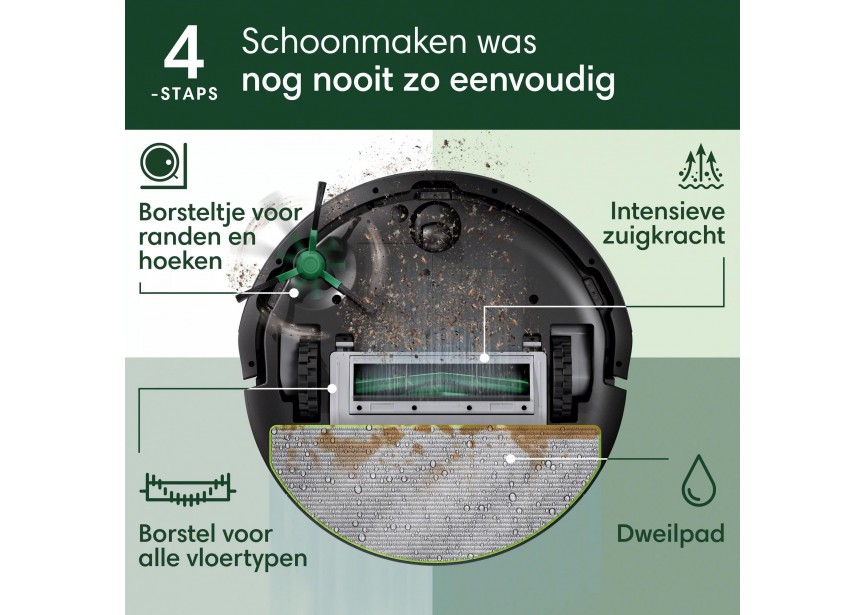 Irobot ROOMBA 105 Combo AutoEmpty stofzuigen dweilen Zwart